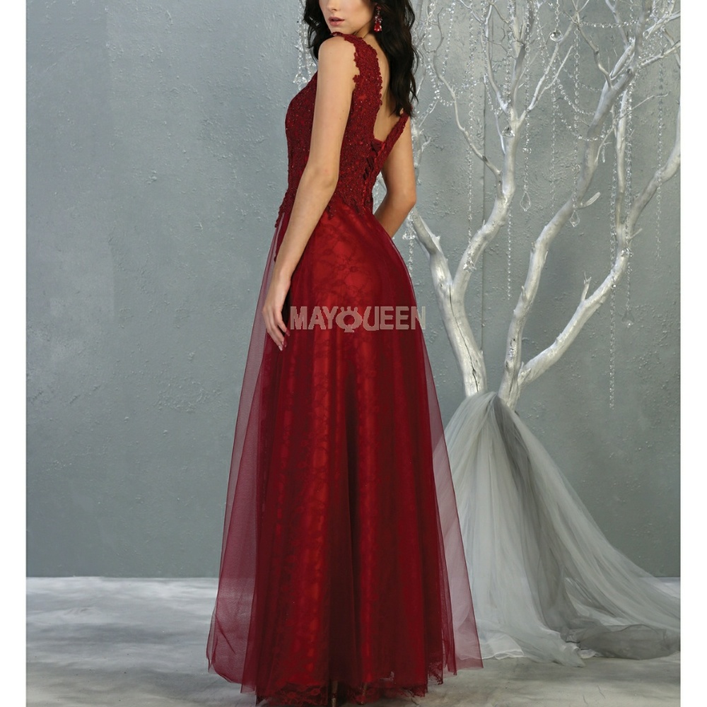 Burgundy, blue + other Colors formal evening gown beaded - Picture 2 of 7